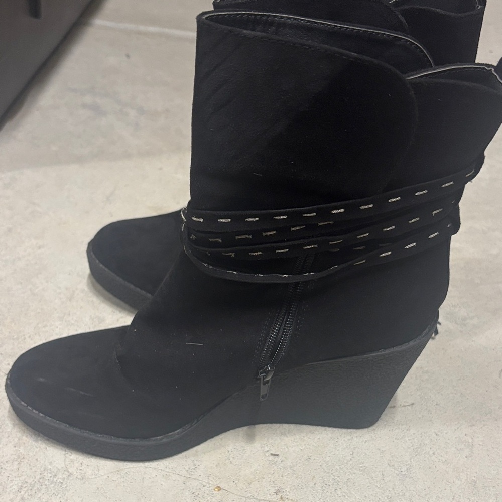 Black Wedge Ankle Boots